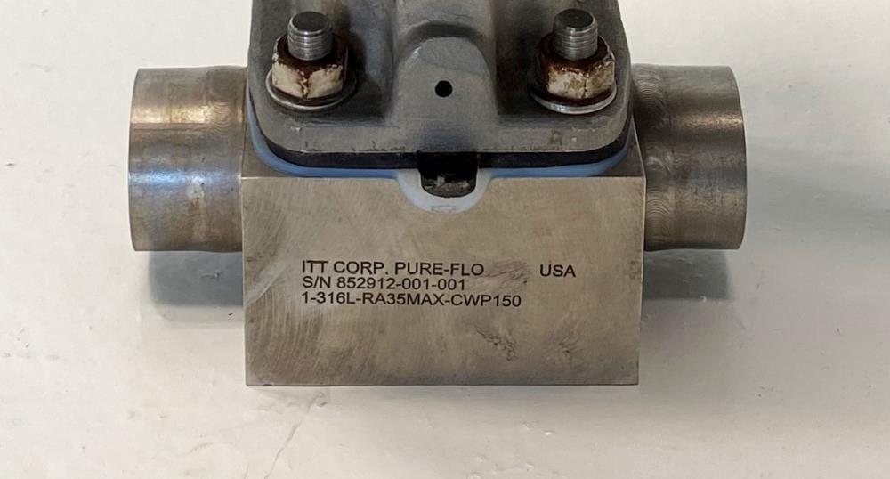 ITT Pure-Flo 1" Butt-Weld Stainless Sanitary Diaphragm Valve w/ B209 Actuator